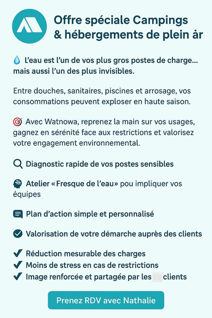 Watnowa – offre de réduction de consommation d’eau pour campings et hébergements de plein air